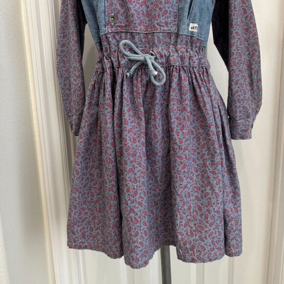 Vintage 80s 90s Guess Jeans Denim Paisley DRESS by Georges Marciano - Picture 10 of 12